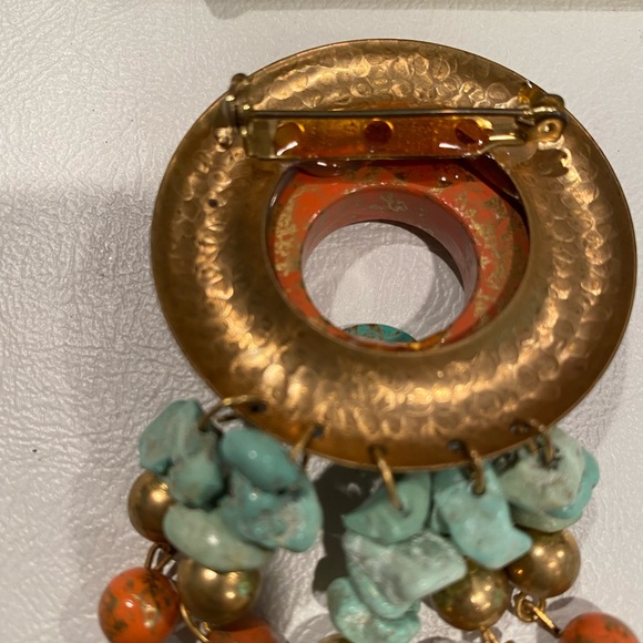 HANDCRAFTED PIN with Turquoise Accents - Picture 3 of 4